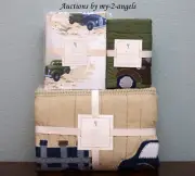 Pottery Barn Kids BRYCE TRUCKS Twin Quilt+Std Sham+Sheet Set VINTAGE RETRO * NLA