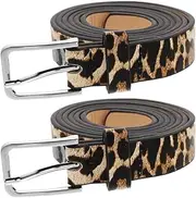 HOMSFOU 2pcs Women Waist Belts: Korean Style Leopard Print Belts for Women - Vintage Adjustable Waistband for Casual Formal Everyday Wear