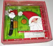 HOLIDAY CHEESE SERVING SET Santa Clause CUTTING BOARD,NAPKINS,CHEESE SPREADER