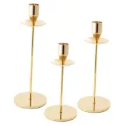 French Gold Candlestick Holders with Wax-Catcher, Modern Decorative Metal