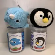 (2) Scentsy Bitty Buddy Narwhal Penguin Merry Cranberry Scent RETIRED