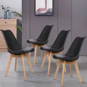 ALFORDSON Dining Chairs Set of 4 Wooden PU Leather Black