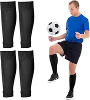 [cuhostki] 2 Pair Unisex Football Sock Sleeves, Calf Compression Sleeve Men and Women, Black Sock Sleeve Football for Running or Training Beginner, black, One Size