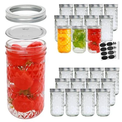 24 Pack 12oz Mason Jars Jelly Jars with Regular Lids for Jam Honey Pickling
