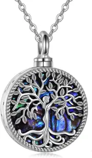 Urn Necklace for Ashes Sterling Silver Tree of Life Cremation Memorial Pendant