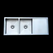 Handmade Undermount Drop In Double Square Bowl Drainer Sink 1160x460x200mm 1.2mm