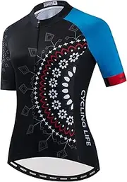[JPOJPO] Women's Cycling Jersey Short Sleeve MTB Sportswear Ladies Biking Bicycle Clothing Bike Tops