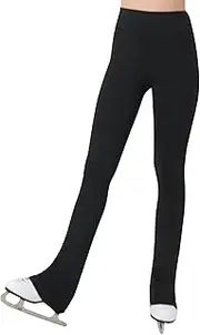 [Gnainach] Figure Skating Pants Black High Waist Non-Stick Waterproof Warm Soft Practice Leggings for Girls Kids Performance