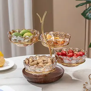 水果盤輕奢高檔干果盤家用客廳茶幾2023新款水晶玻璃中式糖果盒