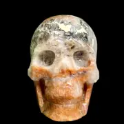 Mosaic Chalcedony Quartz Rare Skull Healing Crystal Carving 1668g