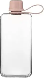 Slim Square Water Bottle, Transparent Tritan Flask, 400ml, White