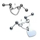 Punk Heart Double Lobe Helix Piercing Earrings Chain Cartilage Earring Studs