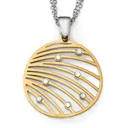 Sterling Silver Gold-Tone Cz W/2In Ext. Necklace