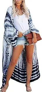 [L-Peach] Women Roomy Nightgown Long Loungewear Kimono Cardigan Beach Dress Bikini Cover ups Tops