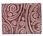 Anuschka Tooled Leather Mini-Two-Fold RFID Wallet-Waves Wine-NEW
