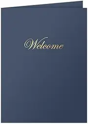 The Gallery Collection - 9 x 12 Welcome Pocket Folders, Gold Foil Stamped for HR Professionals, (25 Qty) - Blue