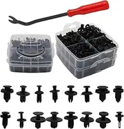 WorthPlanet 620 Pcs Car Retainer Clips & Plastic Fasteners Kit - Auto Push Pin Rivets Set, 16 Most Popular Sizes, Door Trim Panel Fender Clips, Nylon Bumper Rivets W120047