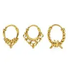 18K Gold Vermeil Septum Rings Set of 3, Clicker Hoops Fancy Jewelry Rare Gift