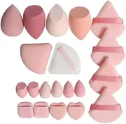 20pcs Makeup Tools Set, Including 2 Air Cushion Puffs, 4 Loose Powder Puffs, 4 Beauty Sponges, 6 Mini Beauty Sponges, And 4 Mini Air Cushion Puffs (Baby Pink)