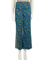 Blue Floral Patterned Trousers