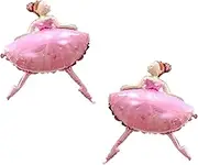 2PCS Pink Ballet Dancing Girl Foil Balloon Aluminum Foil Mylar Helium Party Balloon for Birthday Party Decoration Wedding Baby Shower Ballet Dancing Themed Party