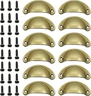 12 Pcs Drawer Pulls Handles, Shell Cup Handles Vintage Cupboard Door Knobs,Half Moon Shell Handles with 24pcs Screws,for Kitchen Cabinets Wardrobe Cupboard Dresser Drawer Furniture Pull Handles
