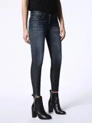 $435 Authentic DIESEL Women's Destroyed Zipped Cuffs Skinzee-Low-Zip Denim Jeans