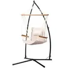 Hammock Chair with Steel Stand Armrest Outdoor Hanging Cream Relaxation Ga EAM-X