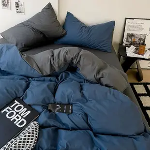 【寢聚 Sleep Club】韓系水洗棉撞色床包組 床包被套三件套(單人床包)