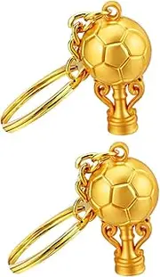 HONMEET 2pcs Key Chain Ring Cup Plush Keys Football Party Favors Baseball Ornament Key Holder Soccer Cards Football Souvenir Boys Bag Keychain Amp Keychains Mini Football Zinc Alloy Golden