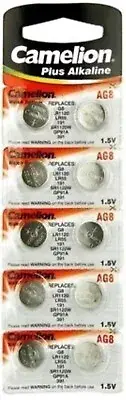 80 Pk Camelion AG8 LR1120 391 391A SR1120 LR55 Alkaline Button Cell Battery