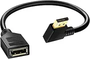tunghey Right Angle Displayport Extension Cable 0.3M, 4K DP Extender Cable(4K@60Hz,2K@144Hz, 2K@165Hz), DP Male to DP Female 1.2 Cable,Compatible with Computer Desktop Laptop (Left Angle)