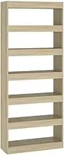 Bookcase Room Divider Sonoma Oak - Engineered Wood Standing Shelf (80x30x198 cm) for Living Room & Office, Space-Saving Storage Solution