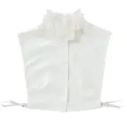 Women Sweet Layer Agaric Ruffles Stand False Fake Collar Button Down Half-Shirt