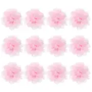 12-Pack Chiffon Flowers 2.76 x 2.76" Fabric Flowers for Craft [Light Pink]
