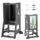 2-in-1 Toddler Standing Tower Kitchen Step Stool Helper w/Whiteboard Chalkboard