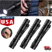 3× LED Flashlight w/ Clip Mini Light Penlight Pocket Portable Pen Torch Lamp USA