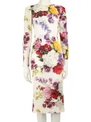 Floral Print Silk Sheath Dress