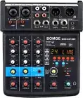 BOMGE 4 Channel mini DJ Audio Sound Mixer Interface with MP3、 USB, Bluetooth, St