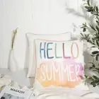 Hello Cushion with Insert 45x45cm Summer Style in Pink/Sea Blue for Any Rooms