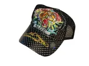 Vintage Ed Hardy by Christian Audigier Hat Mens Alive Snapback Black Tiger Y2K