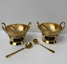Thai Traditional Wok Brass & Stove Large Burner Set Food Dessert Katathong X 2