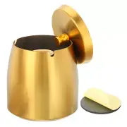 Ash Tray with Lid, Stainless Steel Ash Tray Large Size, Gold