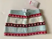 NWT Gymboree Winter Snowflake 3-6 months Light Blue Fair Isle Sweater-Knit Skirt