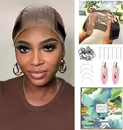 Lace Wig Cap with Grip Band for Keeping Wigs In Place, 4x5 Wider Transparent Lace for Glueless Wig, Adjustable Grip Cap with Velcro Headband Brown Color