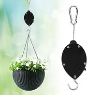 Plant Pulleys for Hanging Plants Heavy Duty, Retractable Hang Hook Pulley Set, Adjustable Hanger Hook Basket Pull Down Garden Plant Pot Hooks for Garden Baskets Pots Birds Feeder