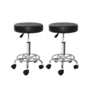 2X Salon Stool Round Swivel Barber Bar Stools Hydraulic Lift Chrome