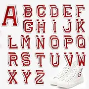 52pcs Alphabet A to Z Patches, Iron On Letters Patches for Clothing, Super Glue, Iron On Embroidered Patch Applique for Jeans, Hats, Bags. (Red)