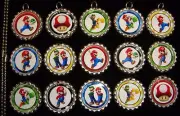 15 Super Mario Silver Flat Bottle Cap Necklaces Set 1