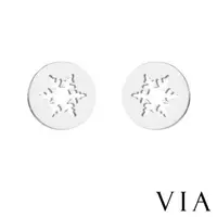 在飛比找森森購物網優惠-【VIA】節日系列 圓形縷空雪花造型白鋼耳釘 造型耳釘 鋼色